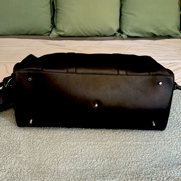 Coach Black Leather Duffel Bag with Silver Hardware - Picture 3 of 14
